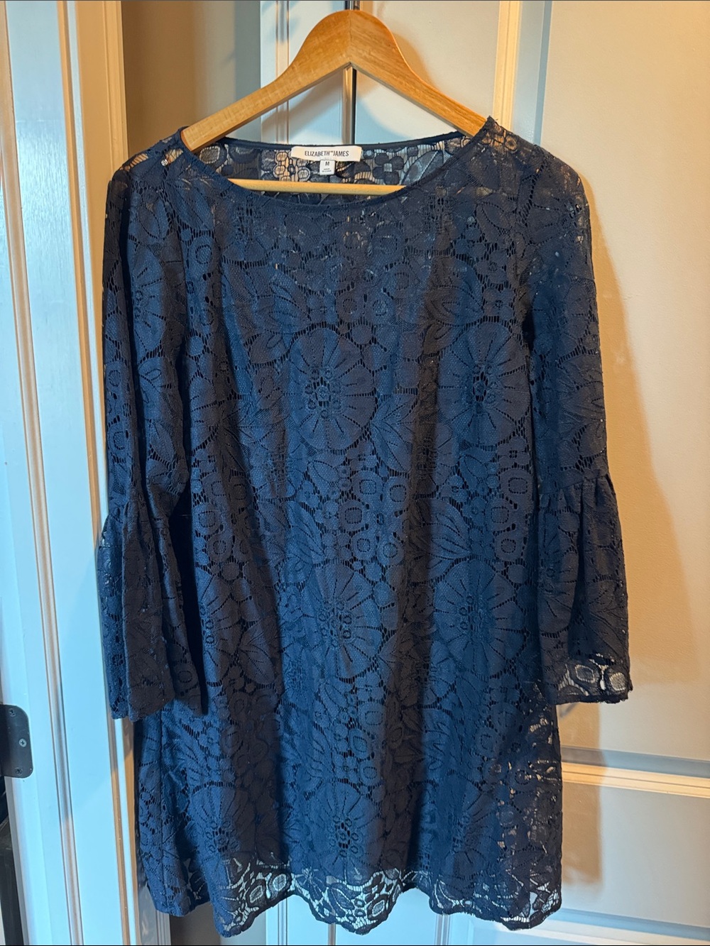 Elizabeth and James Navy Blue Lace Mini Dress